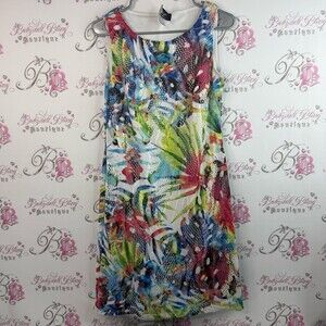Libra dress tropical floral flowers, mesh style, Colorful Sleeveless Dress